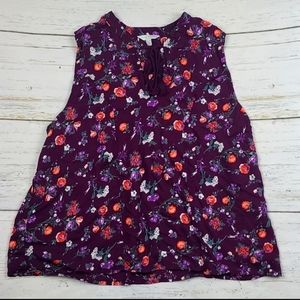 Lucky Brand Purple Floral Tank Top Size Extra Large XL